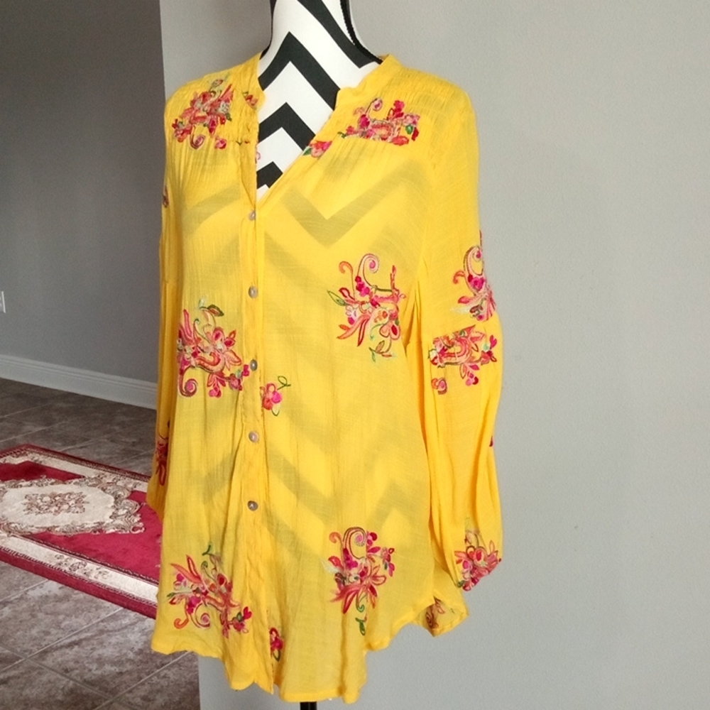 Yellow XL Boho Style Top - Picture 4 of 9